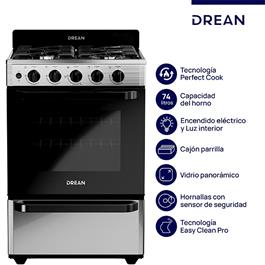 Cocina Drean CD5603AI0 Gas Natural 56Cm Inoxidable                         